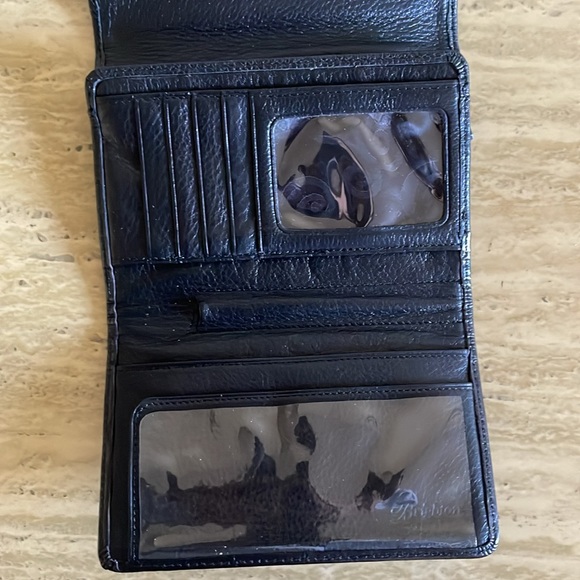 Vintage BRIGHTON Black LEATHER Trifold WALLET/ - Picture 4 of 9